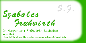 szabolcs fruhwirth business card